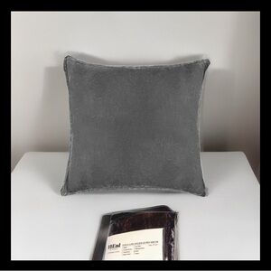 HiEnd Accents Stella Flanged Euro Sham Slate Gray 27 in. Faux Silk Velvet